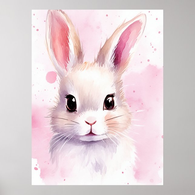 Póster Conejo pastel rosa lindo (Frente)
