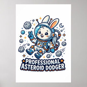 Póster Conejo Profesional que Esquiva Asteroides