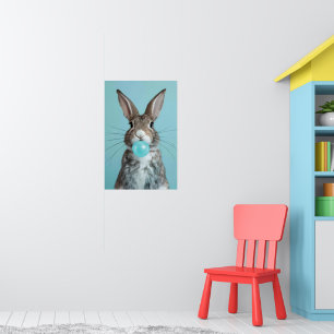 Póster Conejo que explota la burbuja de la burbuja