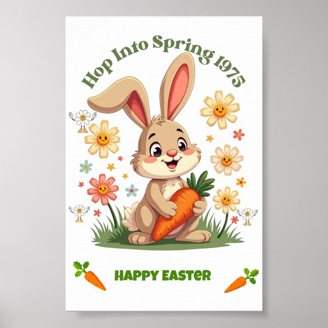 Póster Conejo Retro de Primavera 1975 (Frente)