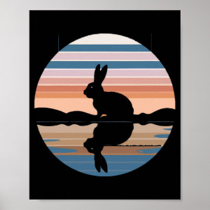 Póster Conejo Retro Sunset