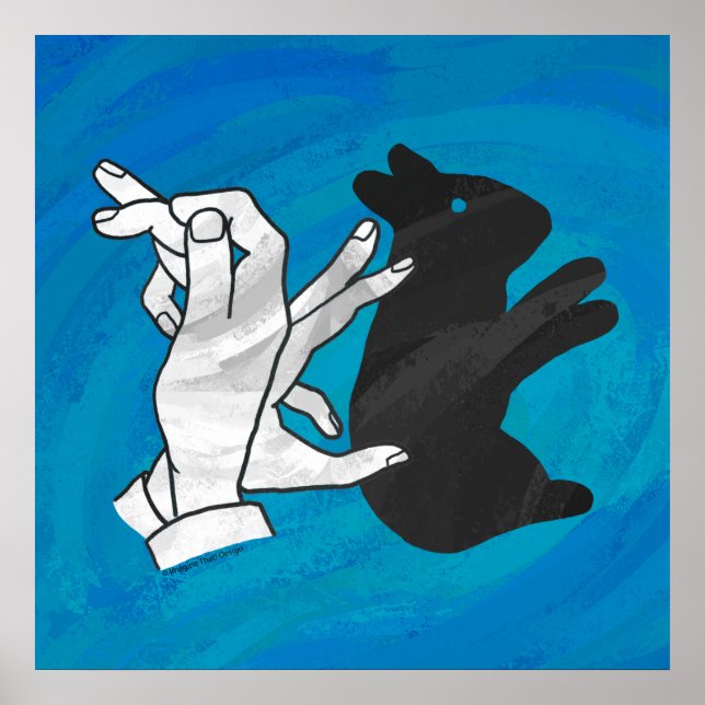Póster Conejo Sombra En Azul (Frente)