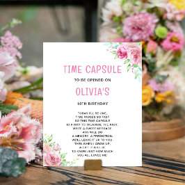 Póster Conejo Time Capsule Peter | Primer cumpleaños rosa