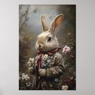 Póster Conejo Victoriano de Pascua en Floral