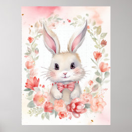 Póster Conejo y Flores