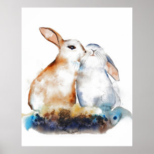 Póster Conejos besándose