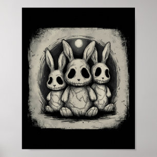 Póster Conejos Bunny Espeluznantes Pascua Horror Goth Gru