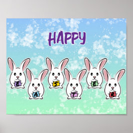 Póster Conejos de Pascua con Forma de Huevo