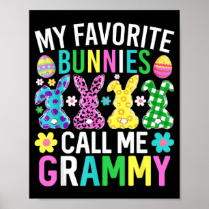 Póster Conejos Favoritos Llaman a Grammy Divertido Día de