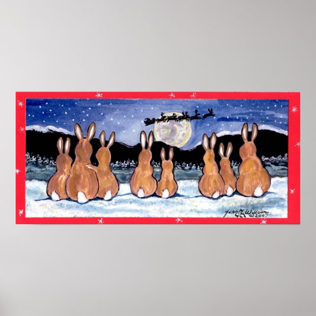 Póster Conejos viendo la nieve del Poster de Navidades de (Frente)