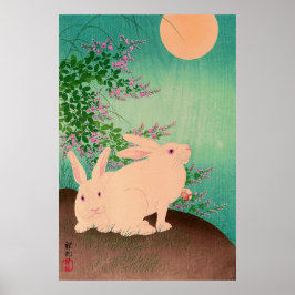 Póster Conejos y el Koson Ohara de la Luna de 1931