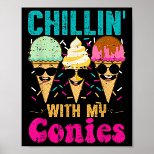 Póster Cones divertidos de playa de verano con helados