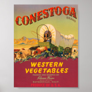 Póster Conestoga Western Vegetables VIntage Crate Label