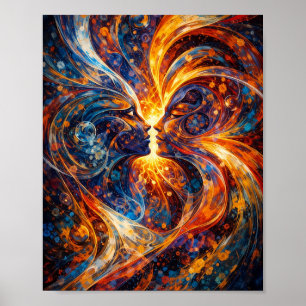 Póster Conexión de Energía Abstracta Cara Poster