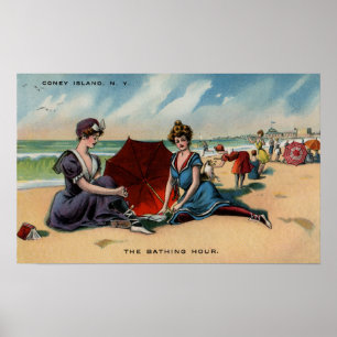 Póster Coney Island NY 1909 Beach Scene