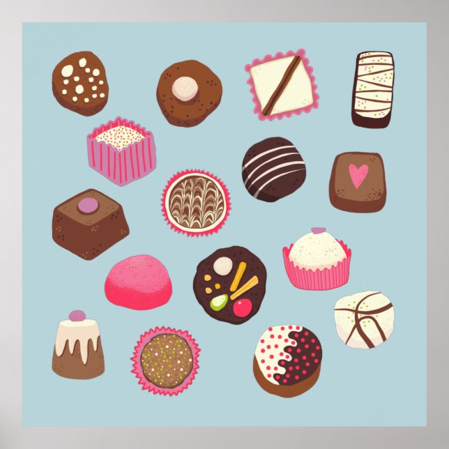 Póster Confección de dulces de chocolate (Frente)