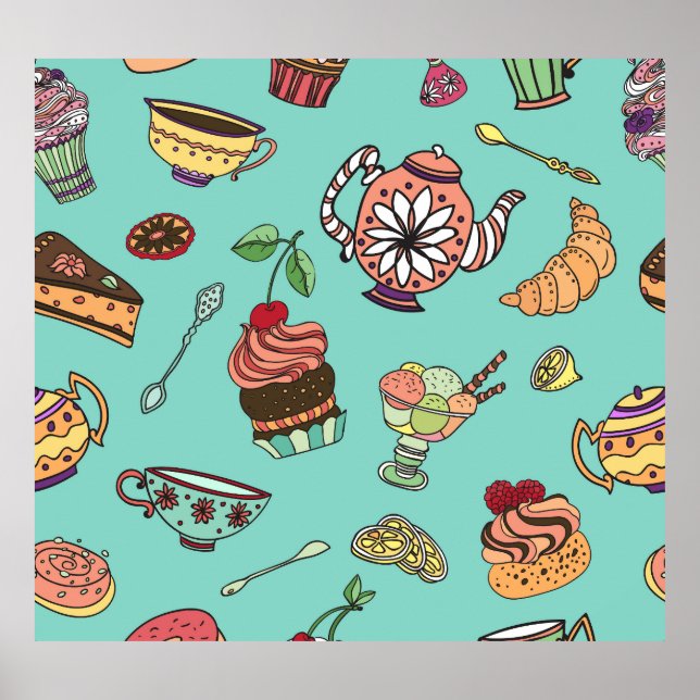 Póster Confecciones de pasteles: Patrón inmaculado de Sea (Frente)