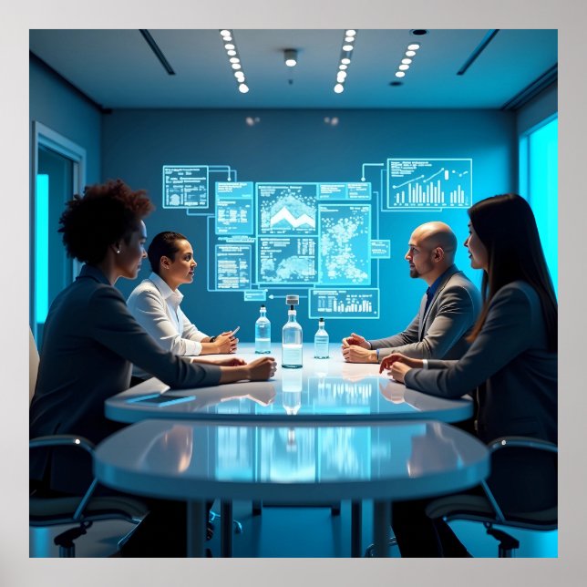 Póster Conferencia holográfica futurista AI (Frente)