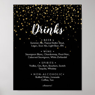 Póster Confeti de Oro   Letrero de Menú de Bebidas de Bod