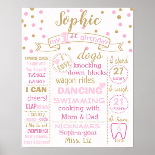 Póster Confetti 1.ᵉʳ primer poster de cartón de cumpleaño