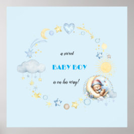 Póster Confetti de mesa azul adorable