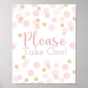 Póster Confetti de oro rosa Baby Shower toma un Rótulo