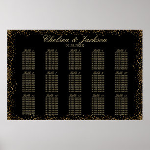Póster Confetti de oro y negro - 15 asientos