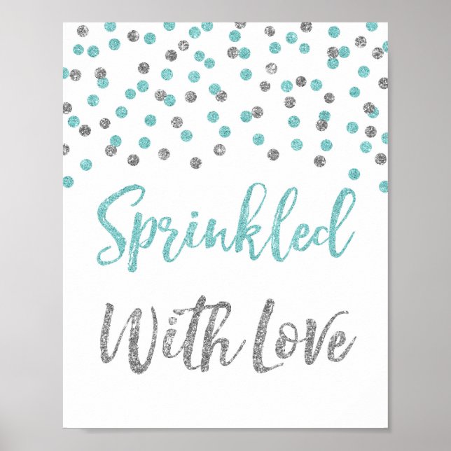 Póster Confetti de plata azul salpicado con Rótulo de amo (Frente)