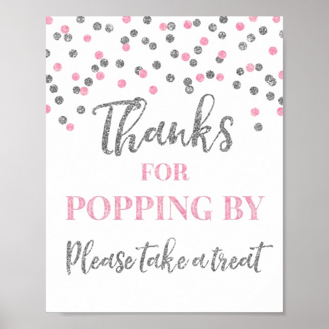 Póster Confetti de plata rosa gracias por comprar por Rót (Frente)
