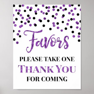 Póster Confetti negro morado favorece el Rótulo de Baby S