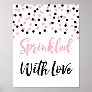 Póster Confetti negro rosado salpicado con Rótulo de amor