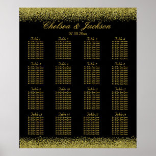 Póster Confetti negro y oro - 16 asientos
