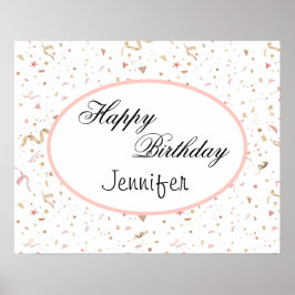 Póster Confetti Purpurina de oro rosa y Rosa