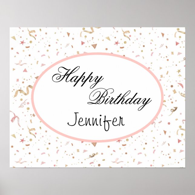 Póster Confetti Purpurina de oro rosa y Rosa (Frente)