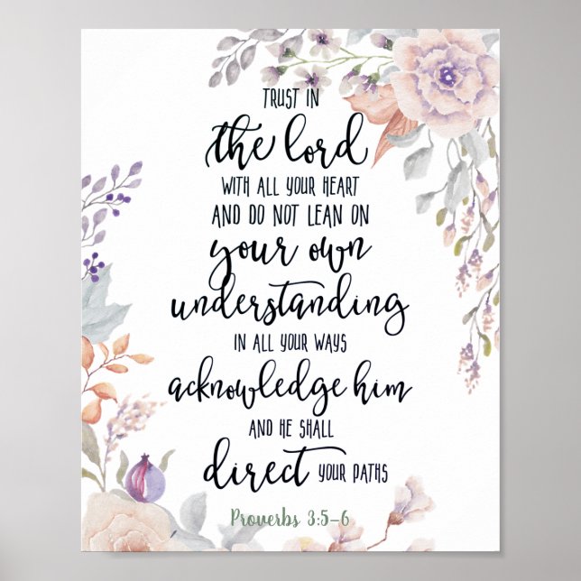 Póster Confía en el Señor floral (Frente)