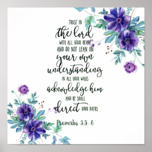 Póster Confía en el Señor floral  