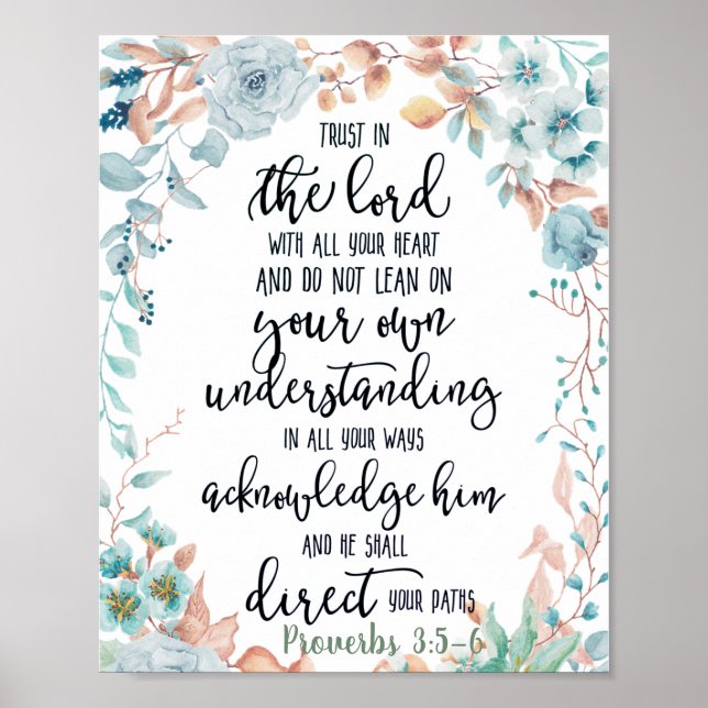Póster Confía en el Señor floral  (Frente)