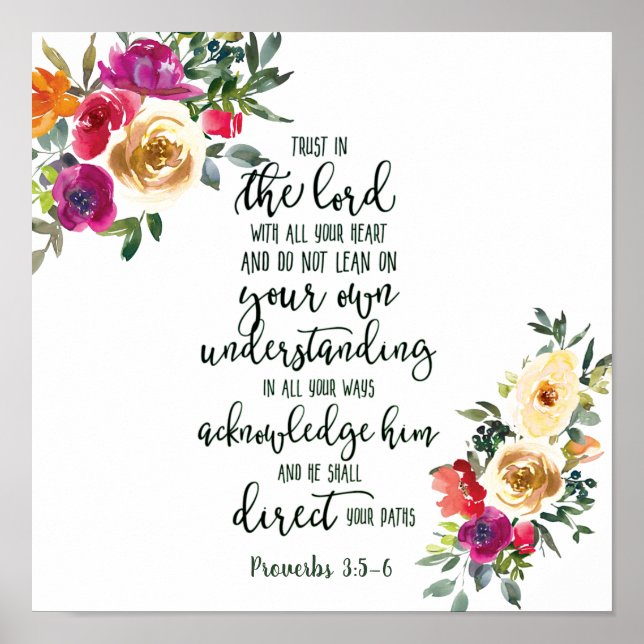Póster Confía en el Señor floral   (Frente)