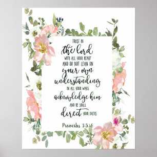 Póster Confía en el Señor floral