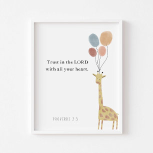 Póster Confianza en el señor giraffe con poster de globos