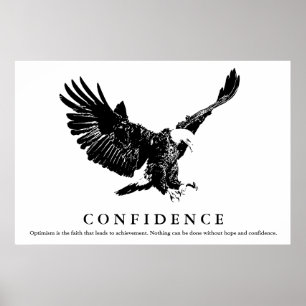 Póster Confianza motivacional de águila blanca y negra