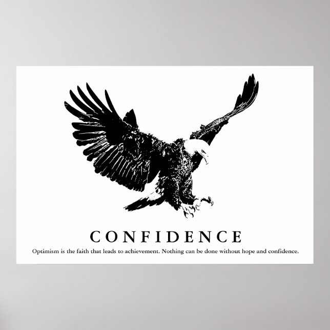 Póster Confianza motivacional de águila blanca y negra (Frente)