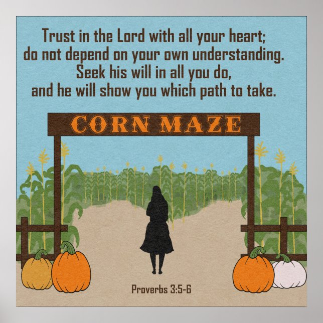 Póster Confiar en el Señor con todo su corazón Proverbios (Frente)