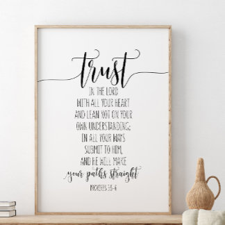 Póster Confiar En El Señor Con Todos Sus Proverbios 3:5-6