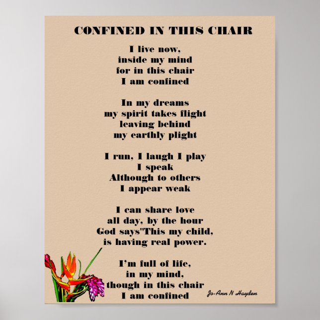 Póster CONFINED IN THIS CHAIR poem (Frente)