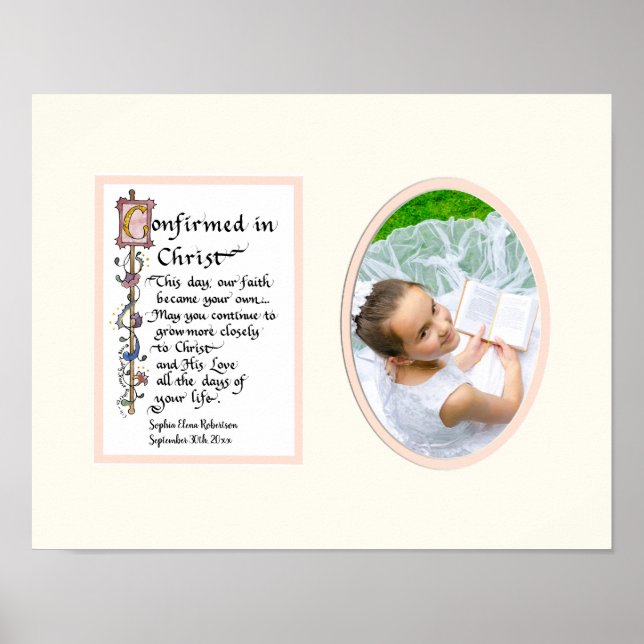 Póster Confirmación en la fotografía del Chica de Cristo (Frente)