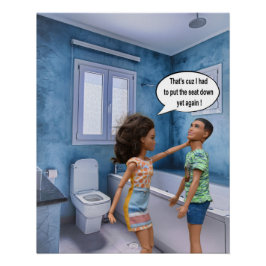 Póster Conflicto de la tapa del inodoro