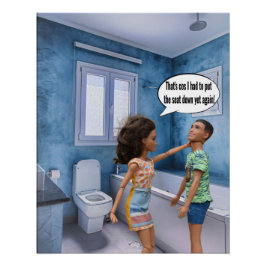 Póster Conflicto por la tapa del inodoro
