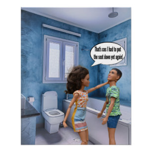 Póster Conflicto por la tapa del inodoro