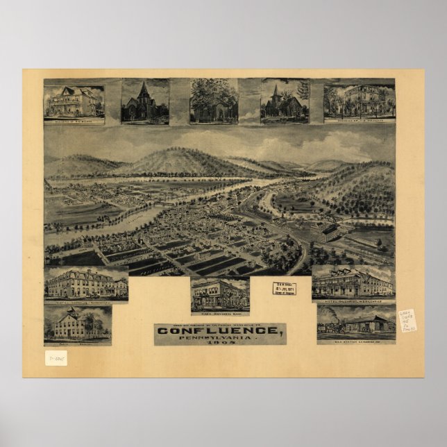 Póster Confluencia de 1905, Mapa Panorámico de Vista de O (Frente)